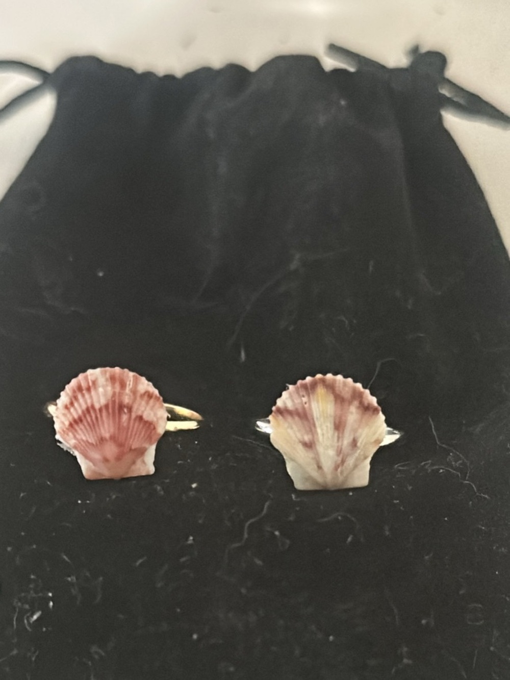 Seashell adjustable rings in Pink and Cream